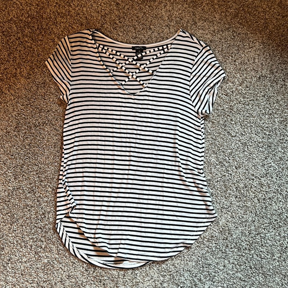 Black and White Striped Dress Shirt